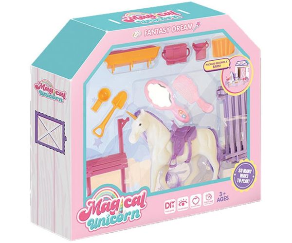 Luna: Set de joacă Unicorni Vis de Fantezie cu grajd, tarc și accesorii
