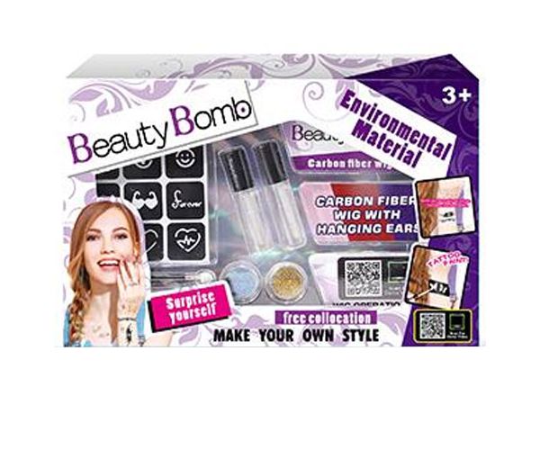 Beauty Bomb Tini tatuaj sclipici set cu suvite de par