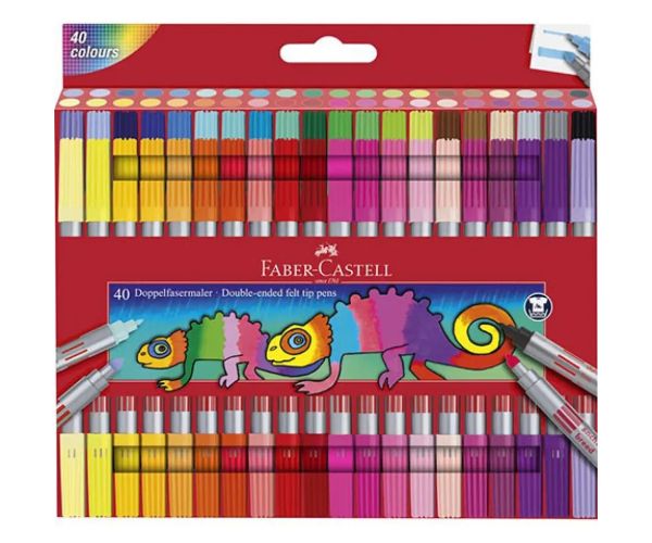 Faber-Castell: 40 bucăți set de markere cu capete dublu, cu culori strălucitoare