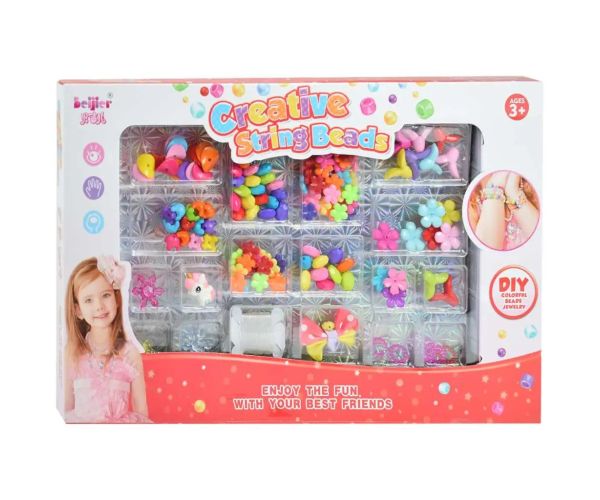 Creative StringBeads: Set de mărgele bijuterii cu peste 200 de mărgele colorate și pandantiv unicorn