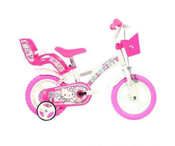 Bicicletă Hello Kitty roz și alb, mărimea 12 - Dino Bikes