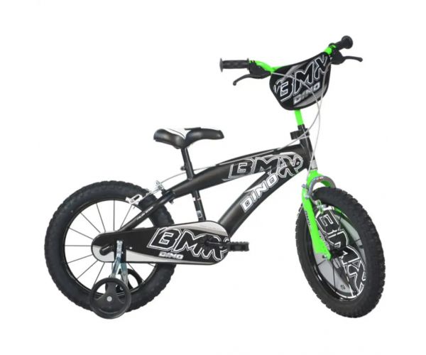BMX fekete-zöld gyerek bicikli 14-es méretben - Dino Bikes kerékpár