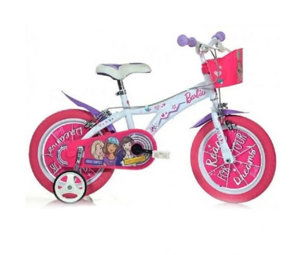 Barbie rózsaszín-fehér gyerek bicikli 12-es méretben - Dino Bikes kerékpár
