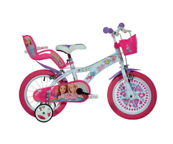 Bicicletă pentru copii Barbie roz-alb, mărimea 16 - bicicletă Dino Bikes