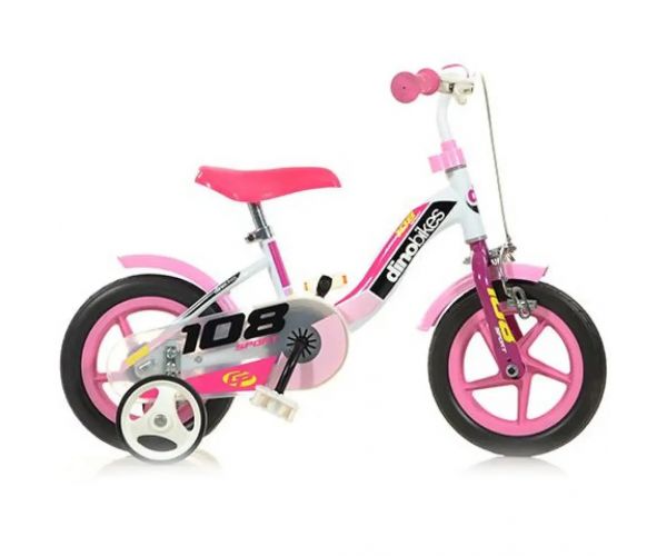 Bicicletă pentru copii Dino Sport 108 roz-alb, mărimea 10 - bicicletă Dino Bikes