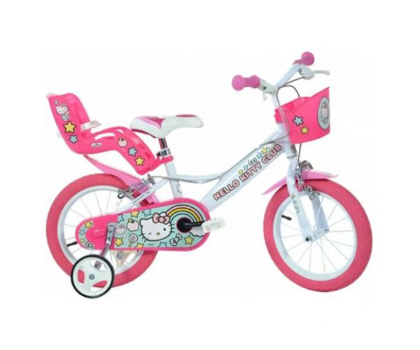 Bicicletă pentru copii Hello Kitty, roz-alb, mărimea 16 - bicicletă Dino Bikes