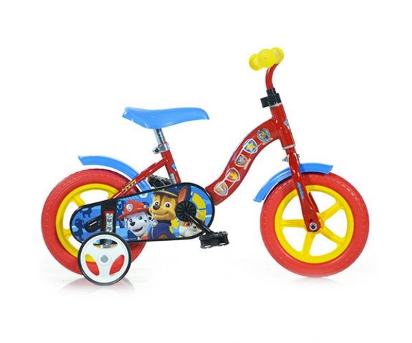 Bicicletă pentru copii Patrula Cățelușilor, roșu-albastru, mărimea 10 - Dino Bikes