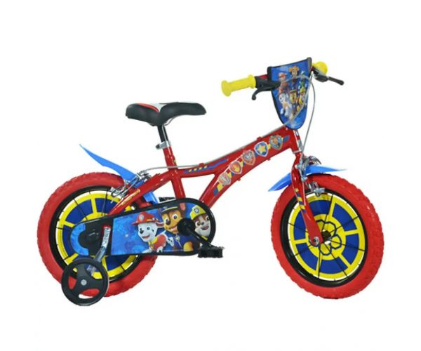 Bicicletă pentru copii Paw Patrol roșu-albastru, mărimea 14 - bicicletă Dino Bikes