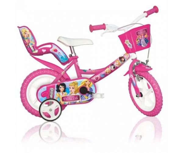 Bicicletă pentru copii Princess roz, mărimea 12 - bicicletă Dino Bikes