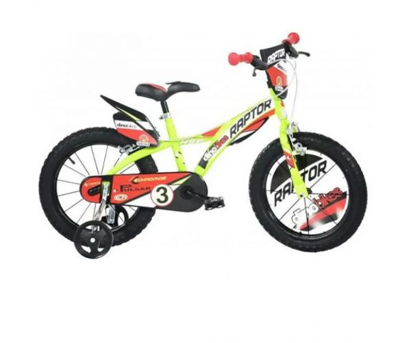Bicicletă pentru copii Raptor verde, mărimea 14 - bicicletă Dino Bikes