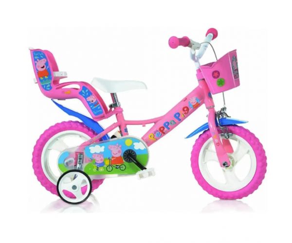Bicicletă roz pentru copii Peppa Pig, mărimea 12 - bicicletă Dino Bikes