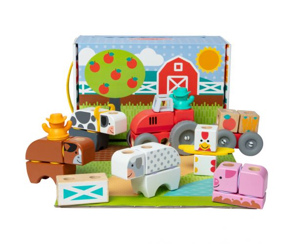 Blockables: Jucărie de construit din lemn - Fermă - Melissa & Doug