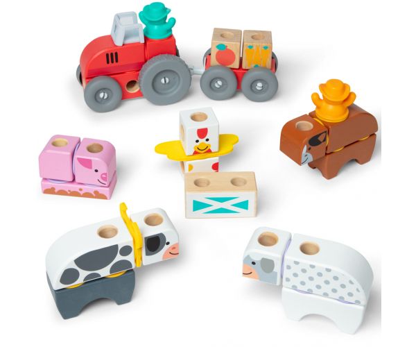 Blockables: Jucărie de construit din lemn - Fermă - Melissa & Doug