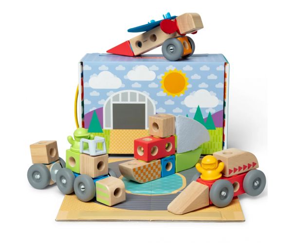 Blockables: Jucărie de construit din lemn - Vehicule - Melissa & Doug