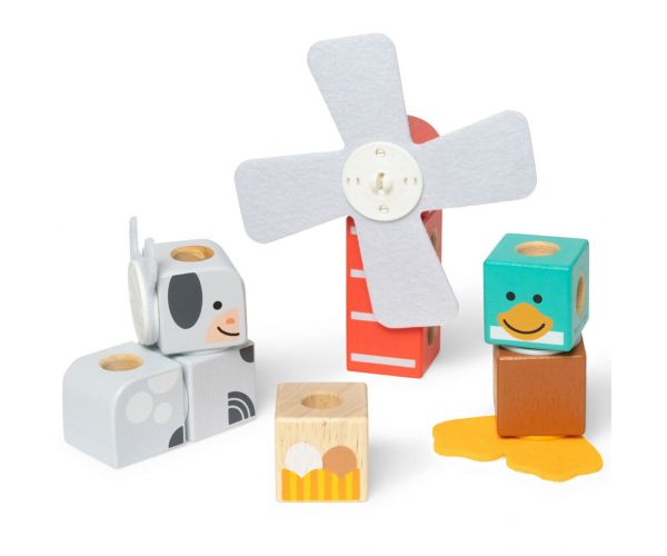 Blockables: Prieteni de la fermă - jucărie de construit din lemn - Melissa & Doug