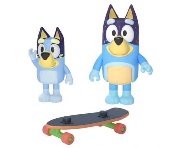 Bluey: Set de figurine cu Bandit și Bluey pe skateboard