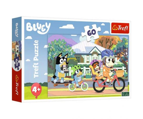 Bluey bicicletează puzzle de 60 de piese - Trefl