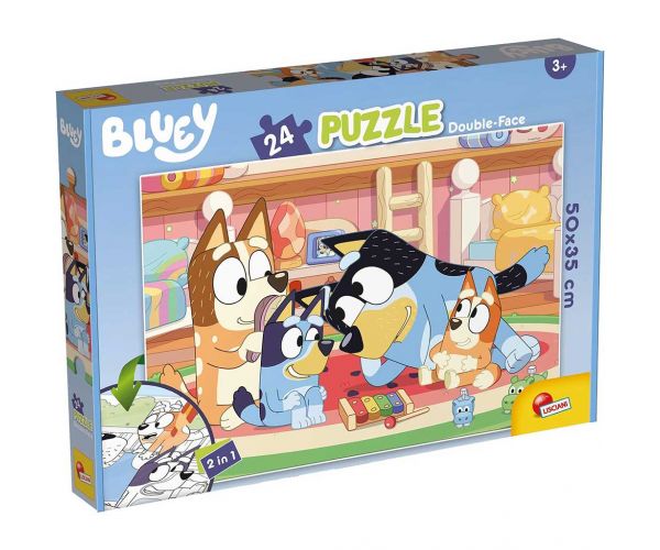 Bluey și prietenii 2 în 1 puzzle de 24 de piese și carte de colorat 50x35cm - Lisciani