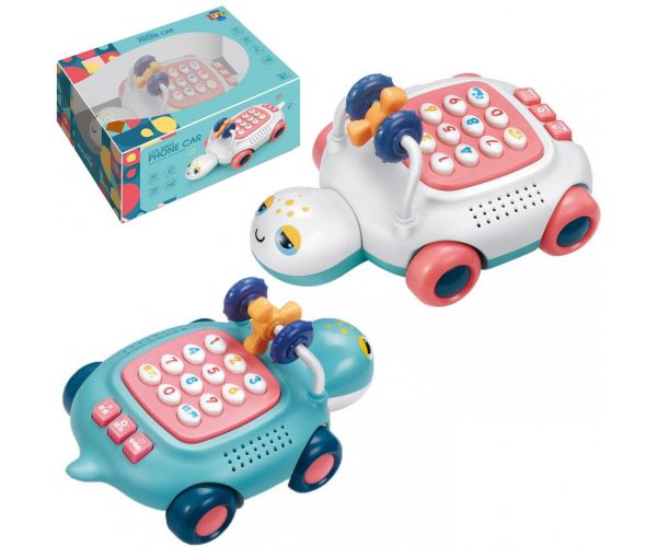 Broasca țestoasă muzicală și luminoasă pentru bebeluși, telefon, în două variante, 20cm.