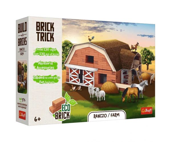 Brick Trick construim din cărămizi: Fermă joc de construcție cu 130 de piese - Trefl