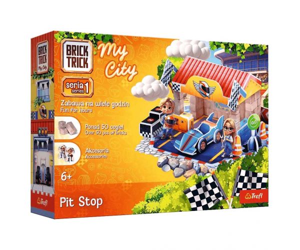 Brick Trick construim din cărămizi: My City Pit Stop joc de construcție cu 50 de piese - Trefl