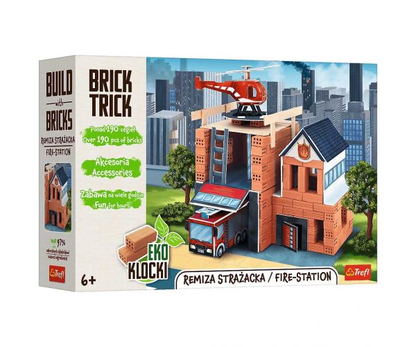 Brick Trick construim din cărămizi: Stație de pompieri joc de construcție cu 190 de piese - Trefl