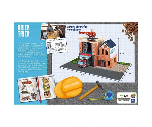 Brick Trick construim din cărămizi: Stație de pompieri joc de construcție cu 190 de piese - Trefl