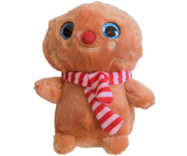 Bagoly plüssfigura csíkos sálban 18cm