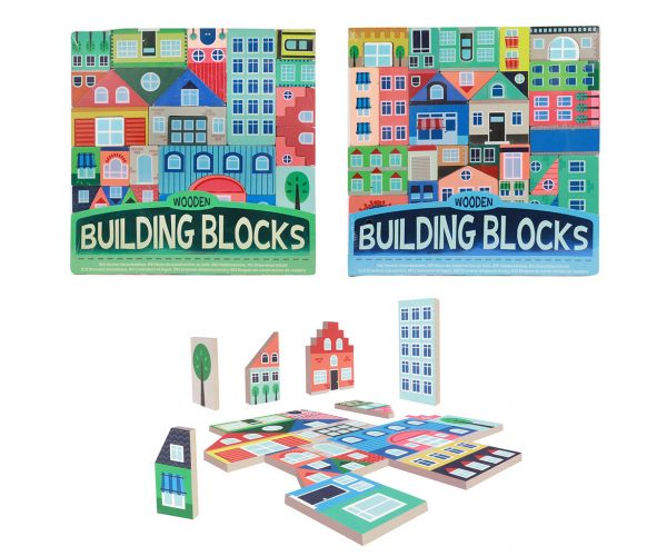 Building Blocks: Oraș - Set de cuburi de construcție din lemn
