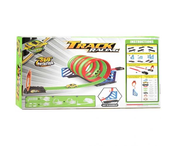 Track Racing: Set pistă de curse în spirală cu 6 bucle de 360 ​​de grade și 1 mașină mică 1/64