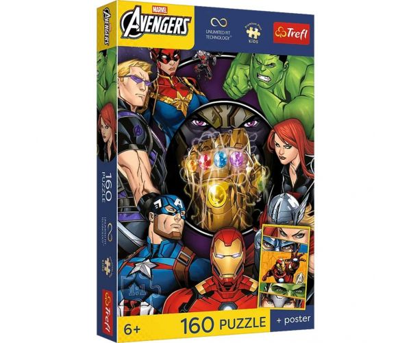 Marvel Răzbunătorii 160 de piese UFT puzzle cu poster - Trefl