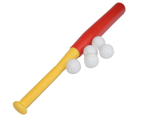 Set bâtă de baseball din plastic roșu cu mingi 56cm