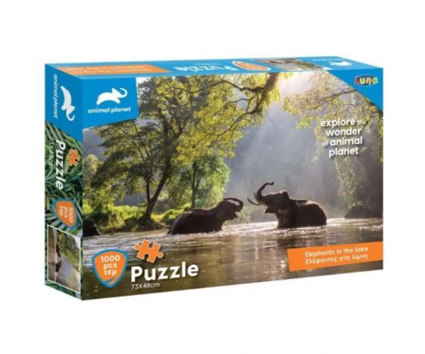 Animal Planet: Elefanți în lac 1000 bucăți puzzle