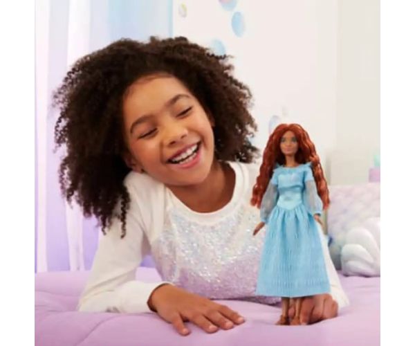 Disney Mica Sirenă: Ariel păpușă în rochie albastră 30cm - Mattel