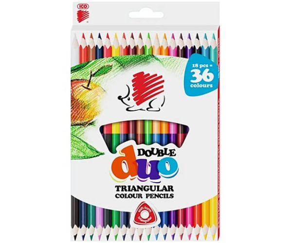 ICO: Set creioane colorate triunghi 18 bucăţi