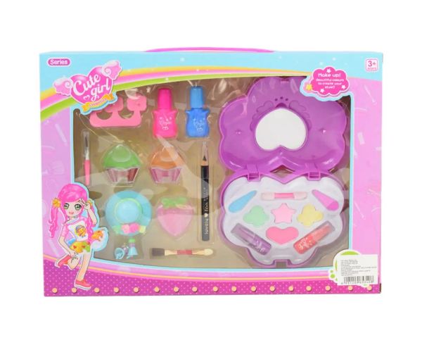 Cute Girl: Set de machiaj si manichiura cu paleta, lac de unghii si accesorii