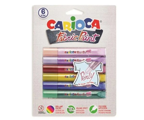 Set vopsea pentru ţesături cu 6 culori - Carioca
