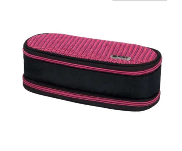 Spirit: My Bag negru și pink penar oval două compartimente