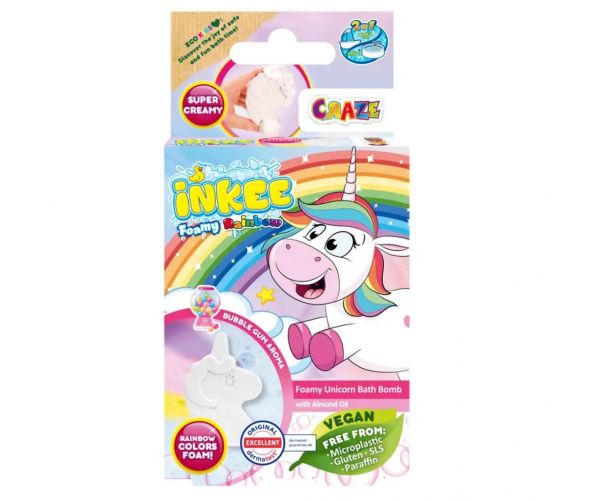 Craze Inkee: Bombă de baie vegană spumoasă cu unicorn