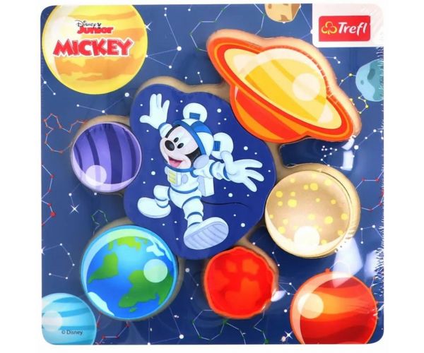 Disney Mickey Mouse în spațiu puzzle cu forme din lemn - Trefl
