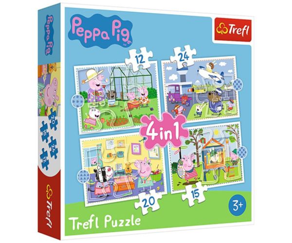 Amintiri de vacanță cu Peppa porcul 4 în 1 puzzle - Trefl