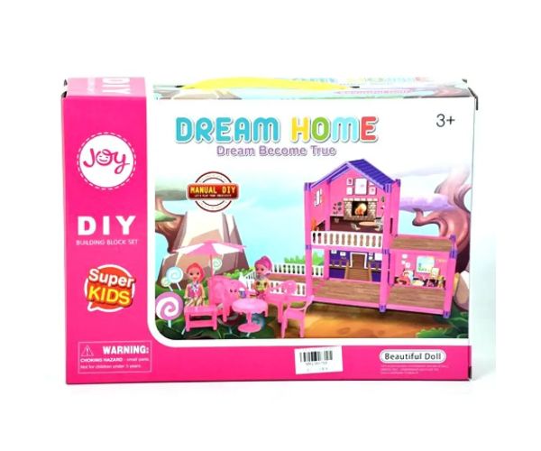 Dream Home pink căsuță de păpuși care se poate construi cu accesorii
