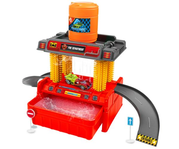 Set de spălătorie pentru mașini Turbo Racers cu mașinuță în mai multe variante de culoare