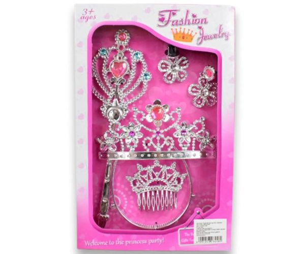 Set de frumusețe prințesă cu tiara, ac de păr, cercei și baghetă