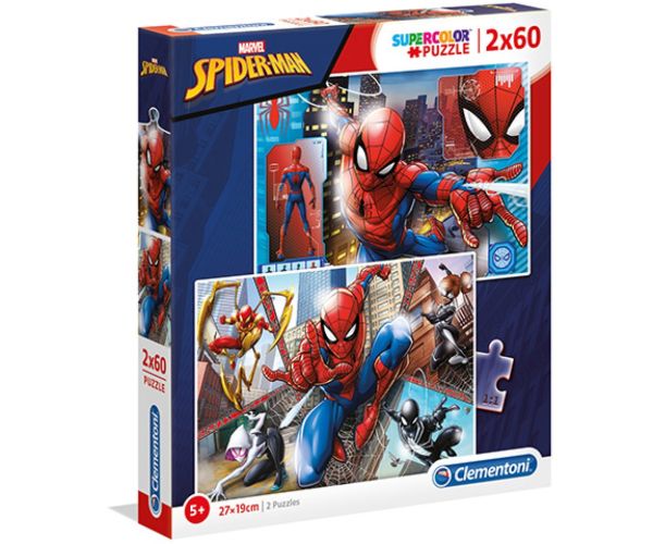 Marvel Spider-Man Supercolor 2 în 1 puzzle 2x60buc - Clementoni