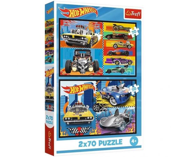 Hot Wheels - 2 x 70 bucăți puzzle - Trefl