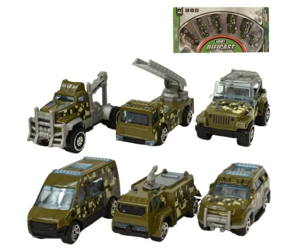 Army Die-Cast: Set de 6 bucăți mașini militare