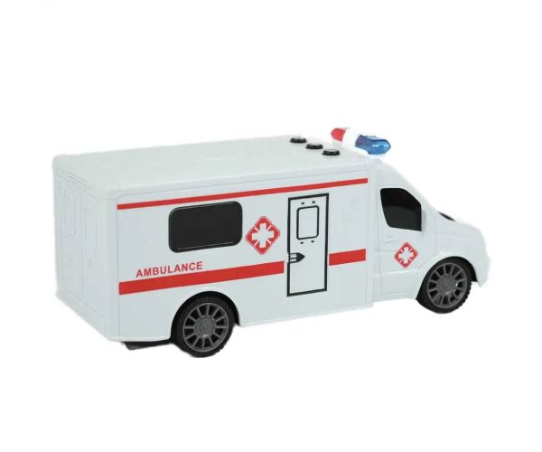RC Ambulanță cu telecomandă cu efecte luminoase și sonore la scară 1/24 20cm