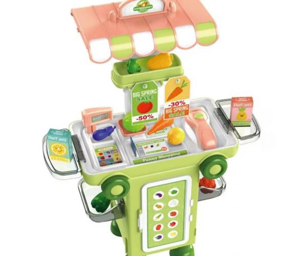 Set de joc supermarket în cutie cu roți de 37 de piese