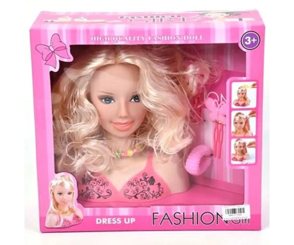Cap de păpușă părul blond cu elastic de păr și alte accesorii